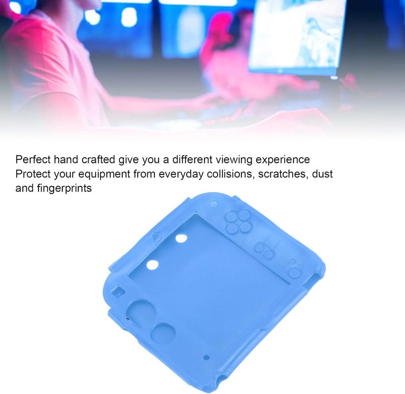 Dpofirs Handheld Game Console Silicone Cover for 2DS Soft Protective Case Scratch with Top Bottom Screen Protector (Blue) - Image 4